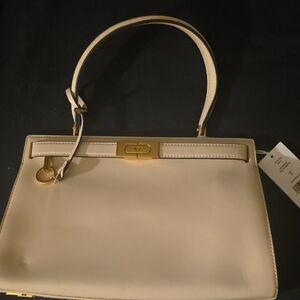 Tory Burch Cream Satchel with Gold Details